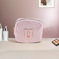 thumbnail image 5 of Unique Bargains 1 Pc Letter U Pattern Makeup Bag for Travel Pink Corduroy, 5 of 6