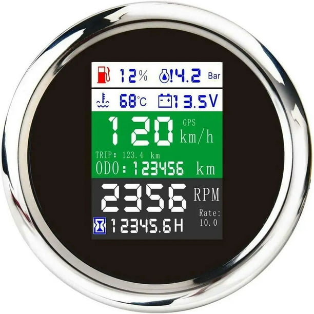 Geloo Motorcycle 6 in 1 Universal GPS Speedometer Waterproof Multi