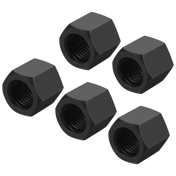 M12 x 1.5 Pitch Carbon Steel Hex Coupling Nuts, 5Pcs 18mm/ 0.7" Length Fully Threaded Rod Coupling Nut Stud Fine Thread Pipe Connector, Black