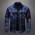thumbnail image 2 of Sale Jean Jacket Men，Men's Casual Button Down Denim Jacket Classic Out Going Jean Coat Streetwear Colorblock Tops, 2 of 7