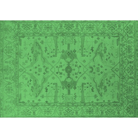 Ahgly Company Indoor Rectangle Oriental Emerald Green Industrial Area Rugs, 5' x 7'
