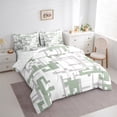 thumbnail image 3 of Manfei Modern Gaometry Aesthetic 7 Pieces Bedding Comforter Set,Pixel Geometric Full Bedding Set,Green Gray White Fitted Sheet Flat Sheet For Boys,Ultra Soft Home Decor Reversible, 3 of 8