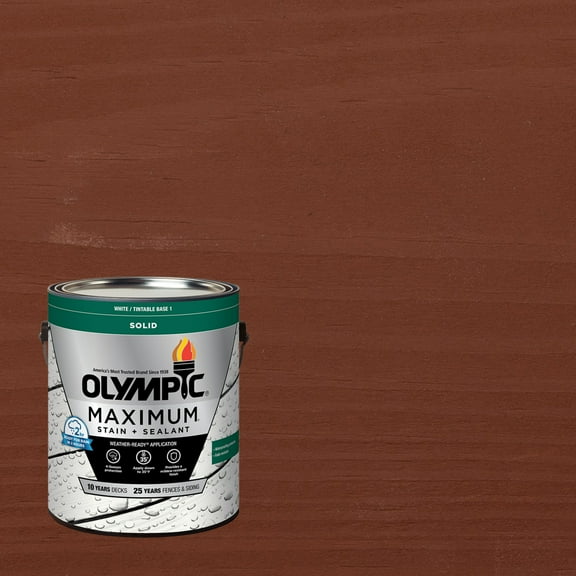 Olympic Maximum 1 Gallon SC-1064 Port Wine Solid Color Exterior Stain and Sealer in One