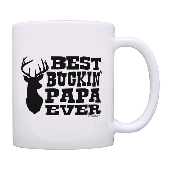 ThisWear Father's Day Gift Best Buckin Papa Ever Country Deer Hunting Gag Gift Papa Coffee Mug