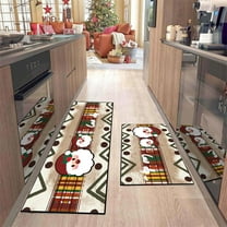 2-Pack Christmas Kitchen Rugs and Mats, Non-Slip Anti Fatigue Floor Mat Set with Runner for Holiday Decor, Kitchen Decorations(E)