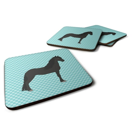 

Carolines Treasures BB8089FC Friesian Horse Blue Check Foam Coaster Set of 4 3 1/2 x 3 1/2 multicolor