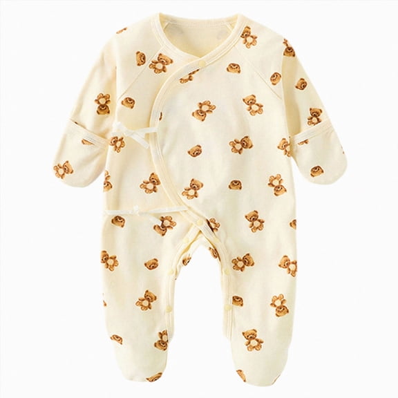 CAUYDY Newborn Going Home Outfit Toddler Sleepers for Baby Boy Long Sleeve Romper 6 9 12 18 Months Preemie Infant Boys Clothing Fall Winter Yellow for Sizes Newborn