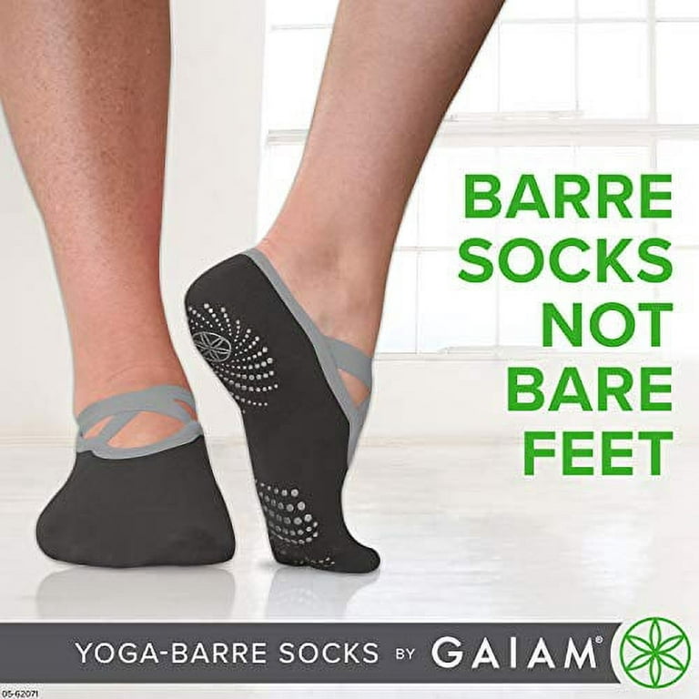  Gaiam Yoga Socks - Grippy Non Slip Sticky Toe Grip Accessories  for Women & Men - Hot Yoga, Barre, Pilates, Ballet, Dance, Home -  Black/Grey 2-Pack : Clothing, Shoes & Jewelry