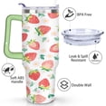 thumbnail image 3 of Sweet Strawberry Cake 40oz Tumbler - Stainless Steel Travel Cup with Handle - Fruity Watercolor Art for Office Workers, 3 of 8