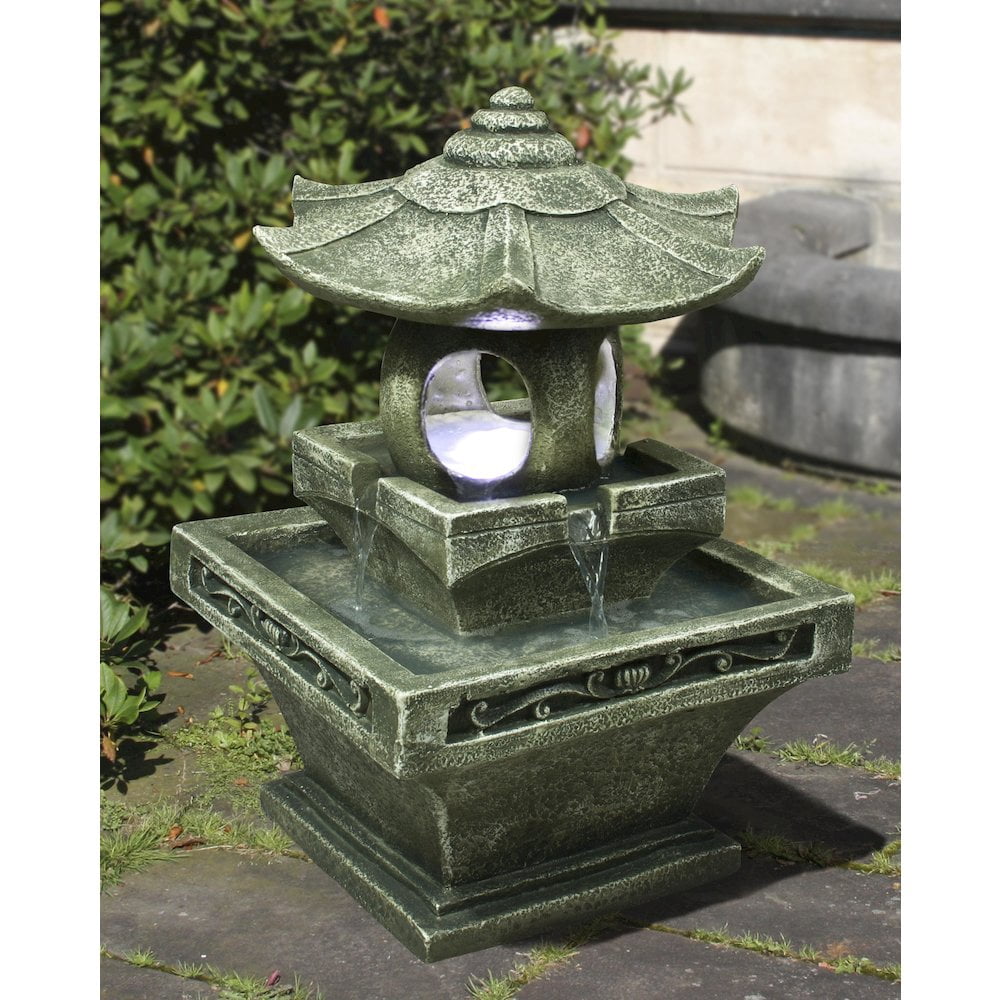Hi-Line Gift Ltd. Pagoda Lantern Fountain With Light