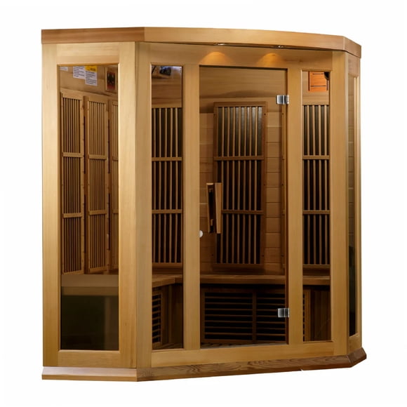 Dynamic Saunas Avignon Sauna d'Angle Canadien en Cèdre Rouge pour 3 Personnes, Ultra Faible CEM, Infrarouge Lointain
