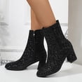 thumbnail image 2 of Modisza Women's Fashion Ankle Boots Glitter Sparkly Mid Calf Booties Ladies Outdoor Comfortable Low Heel Party Dressy Boot, 2 of 7