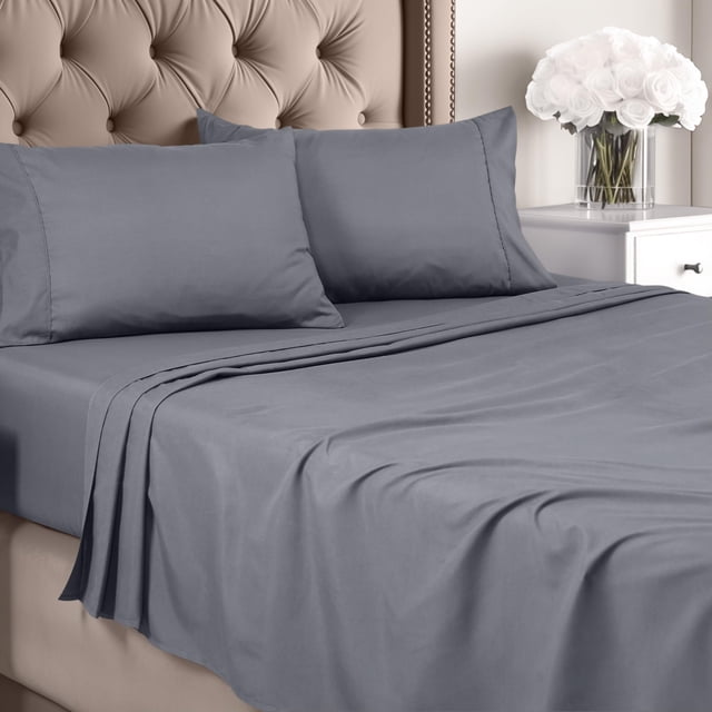 Juego de sábanas Utopia Bedding King de microfibra cepillada, color gris
