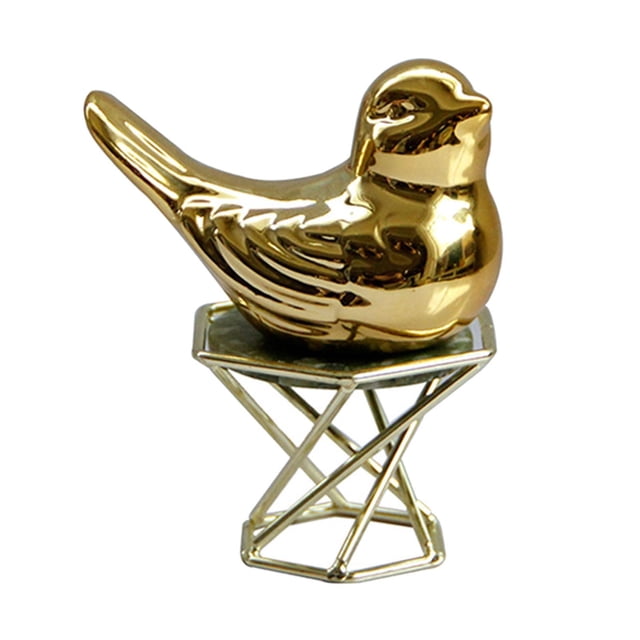 Estatua de cerámica Zulema Pájaro Dorado 8x9.2x6cm