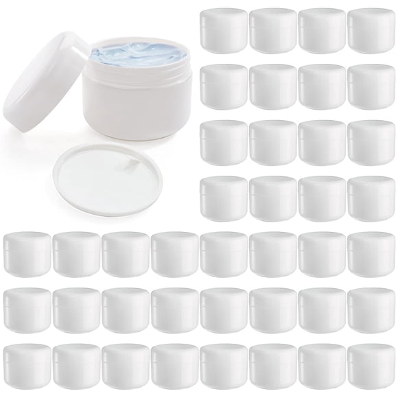 Frascos cosméticos Bekith, paquete de 40 unidades, blancos, 50 ml, con forros y tapas en forma de cúpula