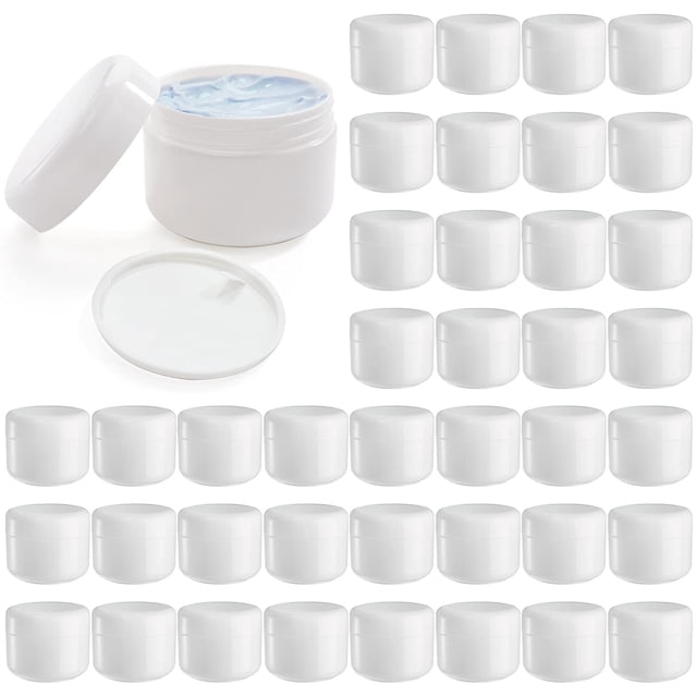 Frascos cosméticos Bekith, paquete de 40 unidades, blancos, 50 ml, con forros y tapas en forma de cúpula