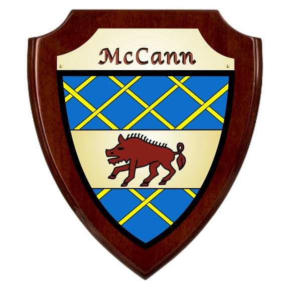 McCann Irish Coat of Arms Shield Plaque - Rosewood Finish
