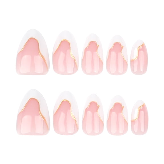 French white press-on nails, short almond nail tips, detachable fake nails