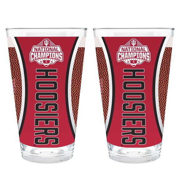 Indiana Hoosiers College Football Playoff 2025 National Champions Two-Piece 16oz. Pint Glass Set