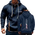 thumbnail image 3 of Flag Print Zip-Up Hoodie for Men, Big & Tall Casual Pullover for Sports, Fall Spring Patriotic Streetwear,Navy,XL, 3 of 5