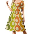 thumbnail image 1 of Vestido de manga corta con estampado de círculos de mediados de siglo para mujer, traje de verano para mujer, vestido de mujer para ocasiones formales, 1 of 7