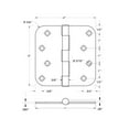 thumbnail image 3 of Deltana S44R51B 4" x 4" x 5/8" Radius Hinge; Flat Black Finish, 3 of 3