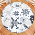 thumbnail image 2 of Blue Christmas Snowflake Pattern Round Fitted Tablecloth with Elastic Edge,Dining Table Cover Waterproof,Outdoor Round Tablecloth for Camping,Dining,Indoor and Outdoor, 2 of 7