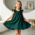 thumbnail image 4 of Ulanda Girls Sleeveless Bowknot Dress Scalloped Hem Casual Dresses 2026 Fashion Summer Twirl Dress for Toddler Kids (Dark Green, 18-24 Months), 4 of 7