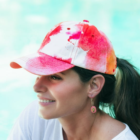 Elsie & Zoey Adjustable Coral Tie Dye Baseball Cap for Women and Men