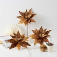 thumbnail image 6 of Zawou Maillard Coffee-Colored Artificial Poinsettia Flowers, High-End Fabric Christmas Floral Picks, Elegant Bronze Ornaments for Tree, Vase, or Holiday Table Decor, 6 of 7