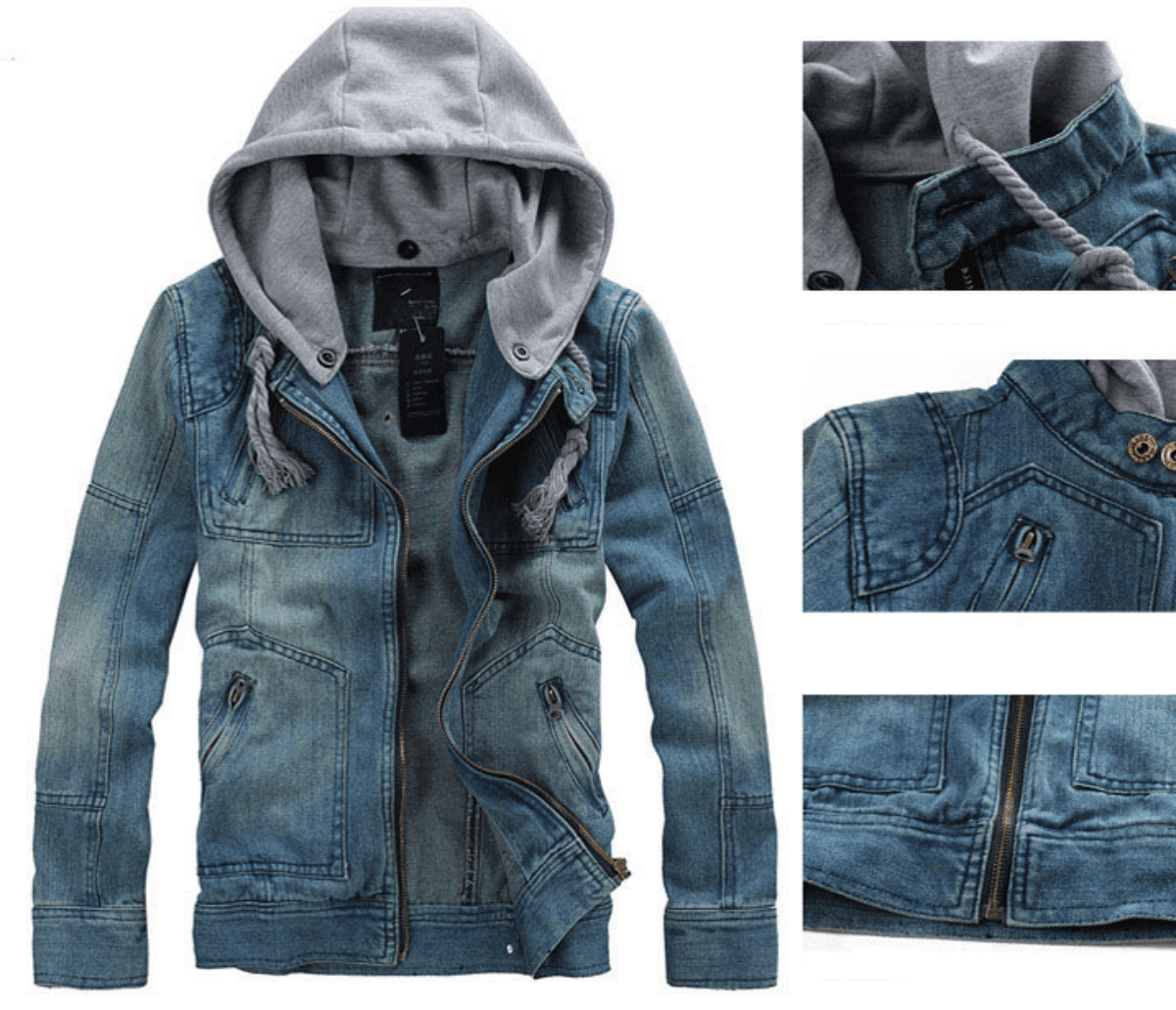 Mens Denim Jean Jacket with Removable 