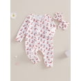 thumbnail image 2 of Suealasg Infant Baby Girls Fall Clothes Long Sleeve Cherry Print Jumpsuits Headband 3 6 9 12 18 Months Newborn Girls Romper Bodysuit, 2 of 7