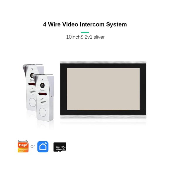 Système d'Intercom Vidéo avec Sonnette en Métal pour la Maison Tuya Caméra Vidéo Intelligente Doorhpone 160° 4 Câbles Moniteur Tactile 1080P, Détection Intelligente
