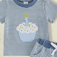 thumbnail image 4 of Boys' 2-Piece Summer Outfit 6-12 Months 12-24 Months 2t 3t 4t 5t 6t 7t Children Short Sleeve Graphic T-Shirt And Cargo Shorts Set(Light Blue,6-12 Months), 4 of 4