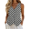 thumbnail image 2 of Uaswgudfs Women's V Neck Button Down Vest Classic Polka Dot Sleeveless Casual Summer Tops, 2 of 5