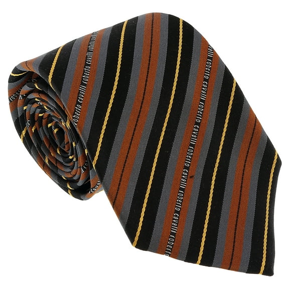 Roberto Cavalli ESZ047 03503 Brown Regimental Stripe Tie for Mens