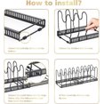 thumbnail image 4 of Multifunctional retractable desktop kitchen rack iron pot lid storage rack multi-layer adjustable pot lid rack black, 4 of 5