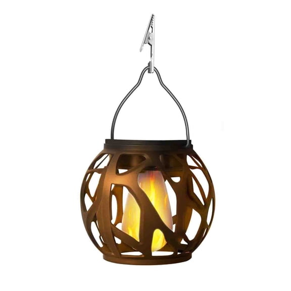 Cheapark Solar Powered Hollow Out Metal Hanging Lights LED Decorative Garden Lamp Delicate Accent For Patio Yard Outdoor Decoration