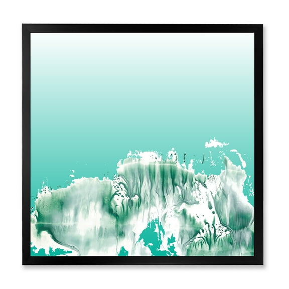 Designart 'Auquamarine Landscape Turquoise Splashes' Traditional Framed Art Print