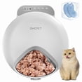 thumbnail image 1 of OMCPET Alimentador Automático Para Mascotas Con 2 Paquetes De Hielo, Dispensador De Alimentos Húmedos Y Secos Con Temporizador Digital Para Gatos, 8 Oz,Blanco, 1 of 8