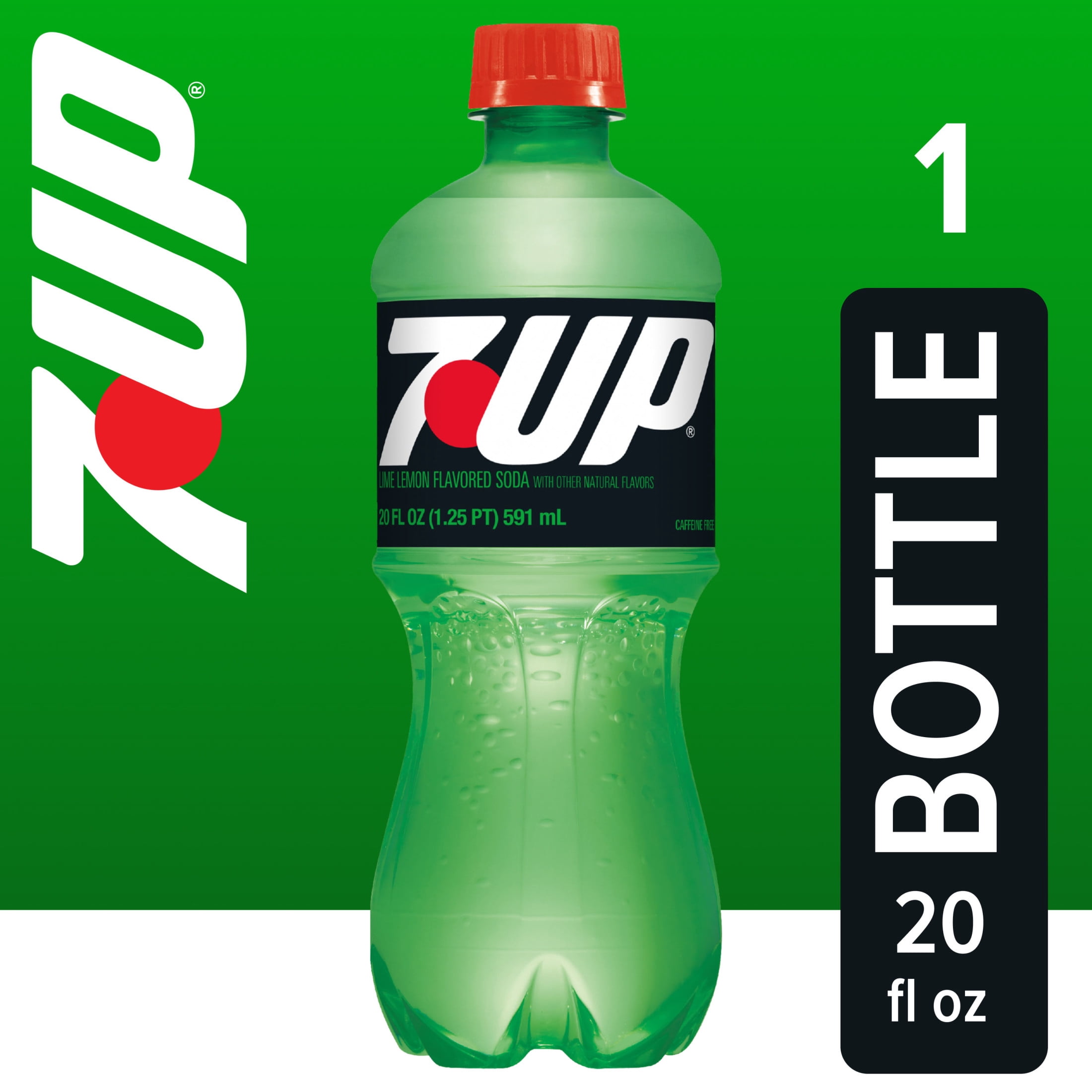 (5 pack) 7UP Caffeine Free Zero Sugar Lime Lemon Soda Pop, 20 fl oz, Bottle