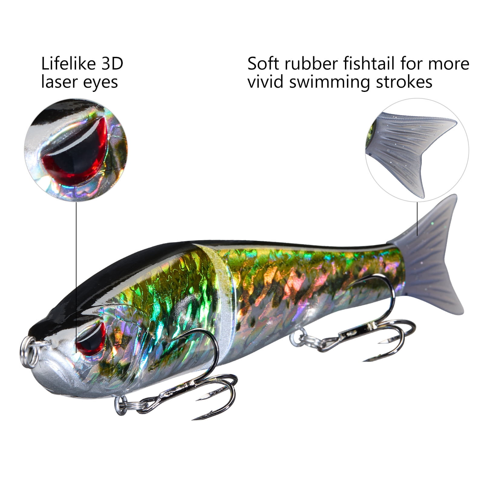 Bassdash SwimShad Glide Baits Jointed Swimbait Bass Pike Salmon Trout Muskie Fishing Lure 4.5in /18.5g