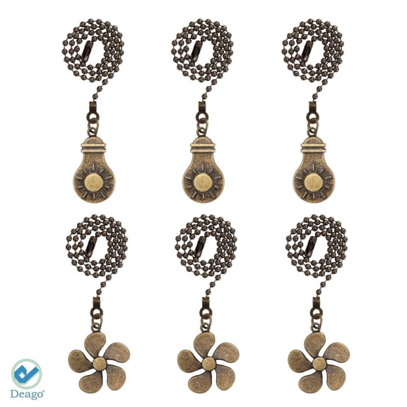 Deago 6PCS 12 Inch Ceiling Fan Pull Chain Extender Pull Chains Extension Fan Pull Chain Pendant Ornament with Ball Fan Chain Connector (Bronze)