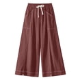 thumbnail image 7 of Guluxicc Women's Cotton Pants with Pockets Elastic Waist Drawstring Wide Leg Trousers for Everyday Wear Summer Casual Outfits, 7 of 7