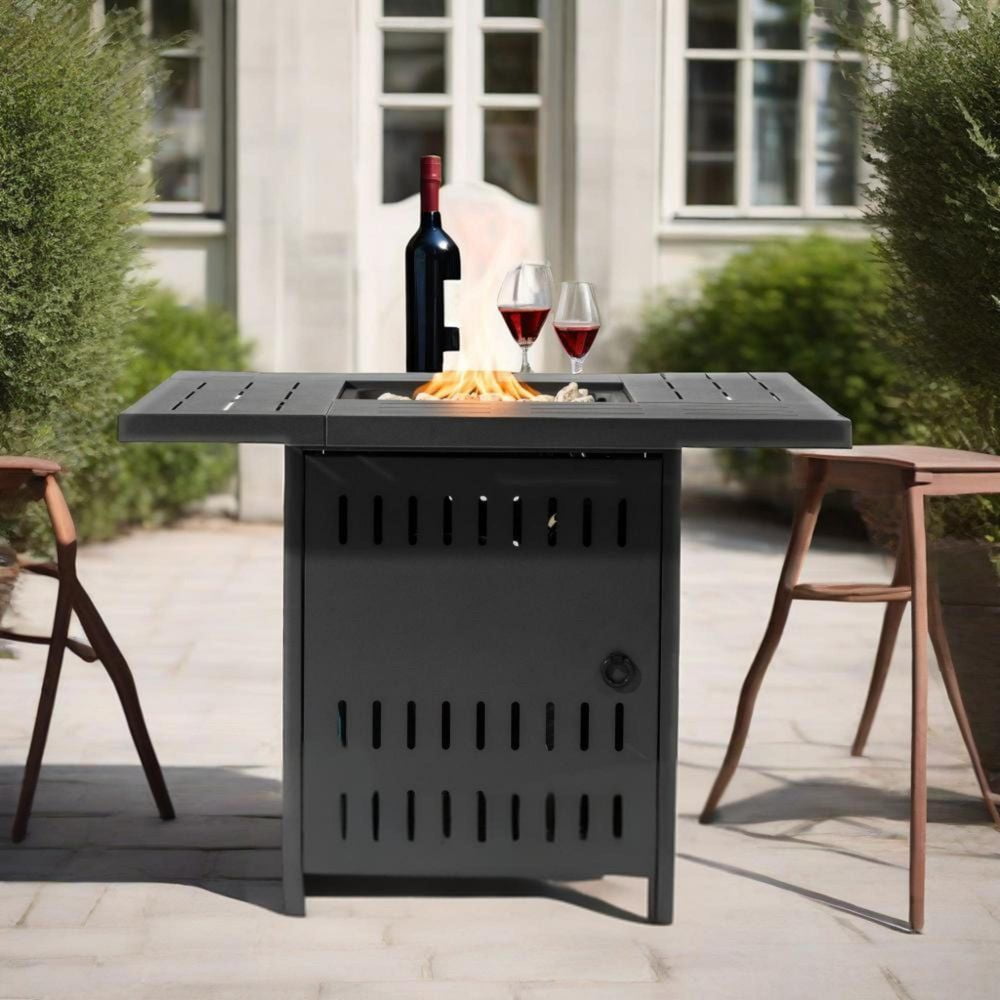 MINESTIA  34"  Propane Fire Pit, 50000 BTU Square Steel Gas Fire Pit Table for Outside Patio Deck Garden Courtyard