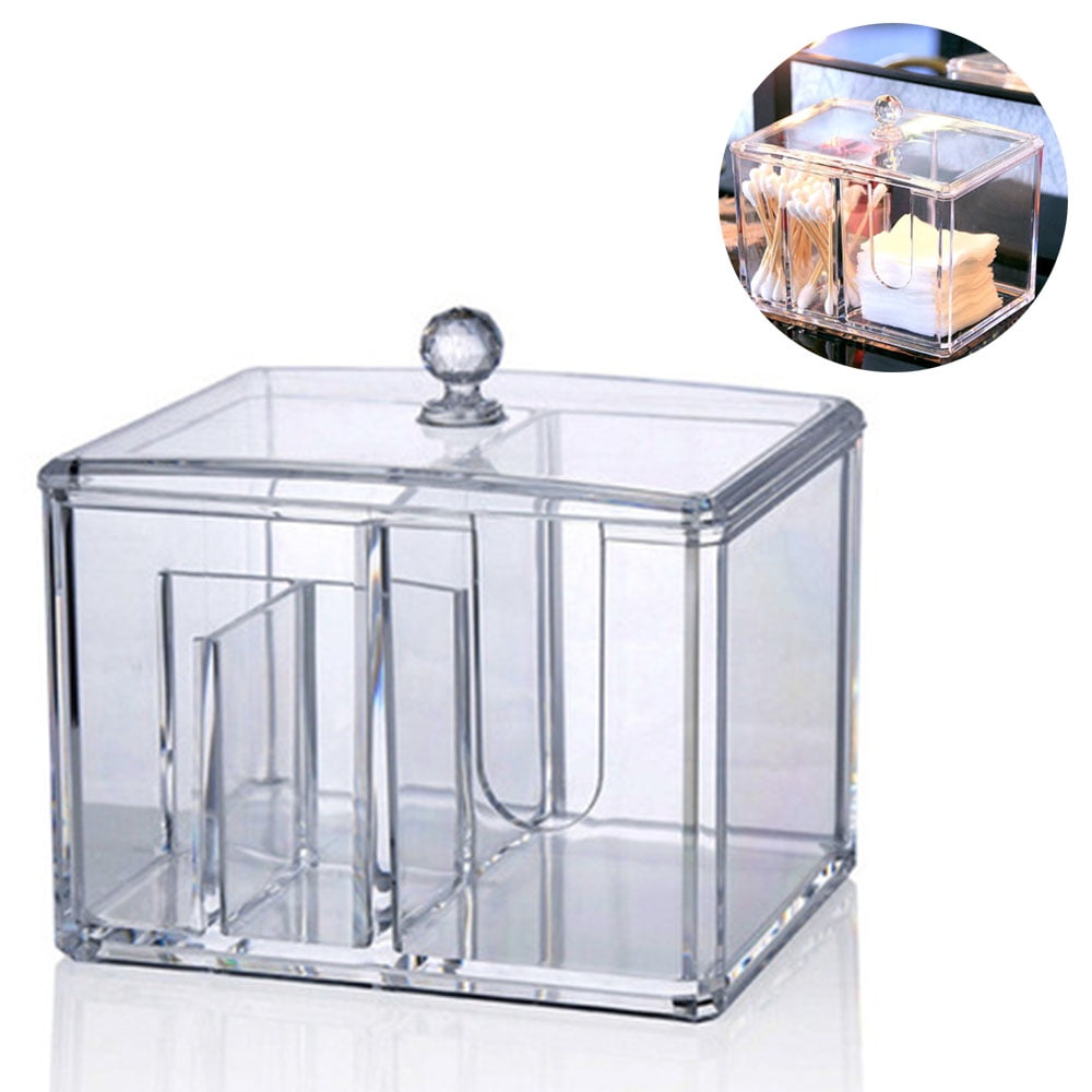 Cotton Pad Holder Dispenser Cotton Ball And Swab Storage with Lid Clear