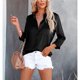 thumbnail image 2 of Camisa Con Cuello Vuelto Para Mujer Camisa Con Cuello En V Para Mujer Camisa Informal Para Mujer Blusa Informal Para Mujer ANGGREK Negro L, 2 of 6