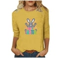 thumbnail image 3 of lcziwo 3/4 Length Sleeve Womens Tops Easter Cute Rabbit Graphic Tees Shirt Casual Loose Fit Crewneck Pullover Blouses Yellow M, 3 of 5