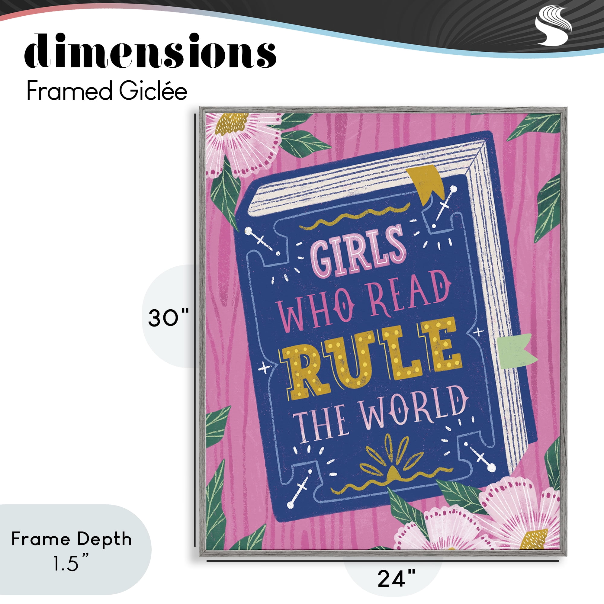 Stupell Industries Girls Who Read Inspirational Gray Framed Giclee Art, design by Vanessa Stoilova