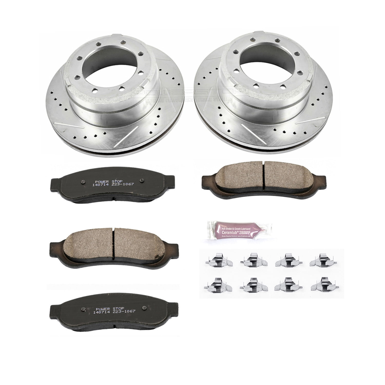 PowerStop Rear Z23 Evolution Sport Carbon-Fiber Ceramic Brake Pad and Drilled & Slotted Rotor Kit Fits: FORD Select Models K4593